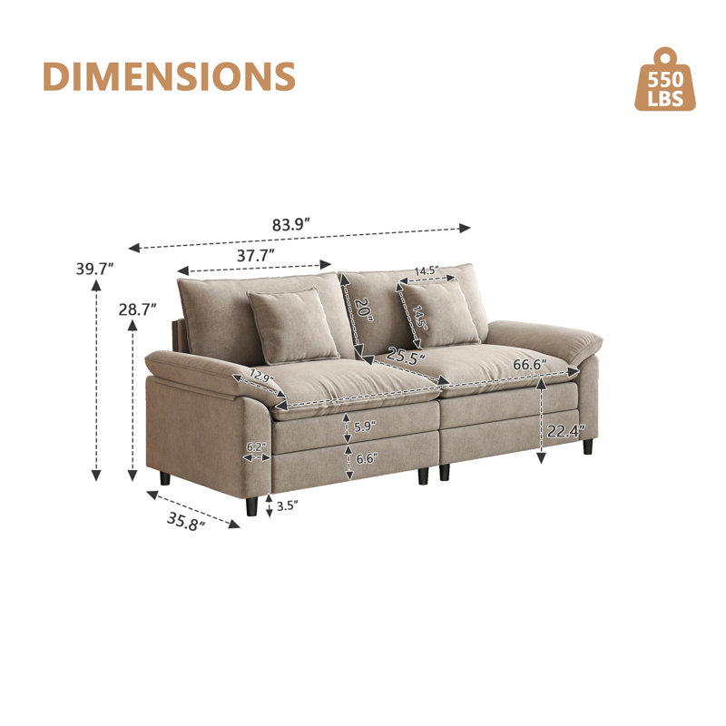 Chenier Double Sofa, Brown