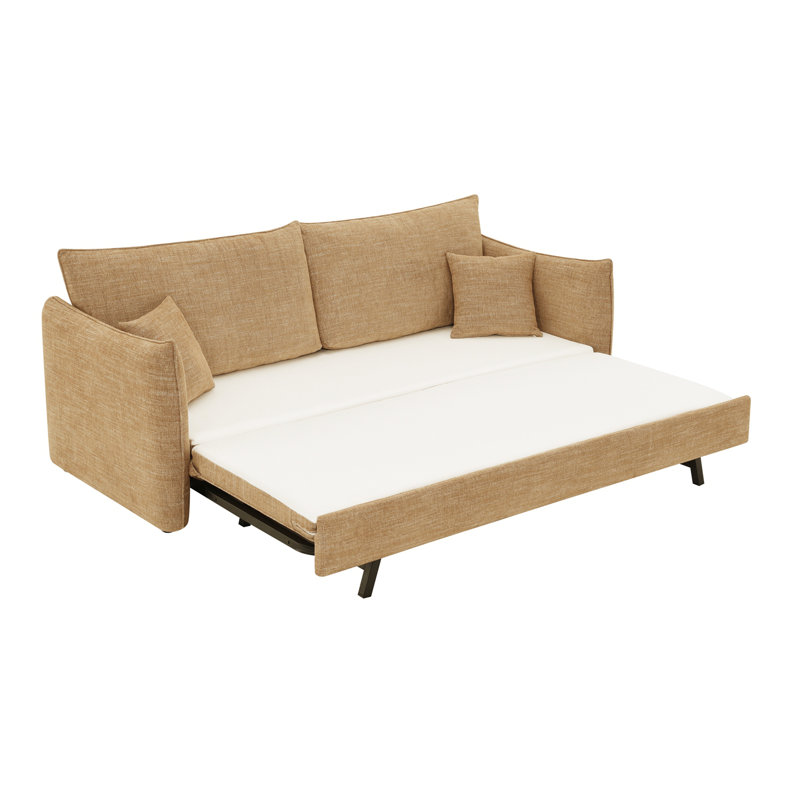 Canapé en chenille Cadie Mocha avec 2 coussins pouvant se transformer en canapé-lit