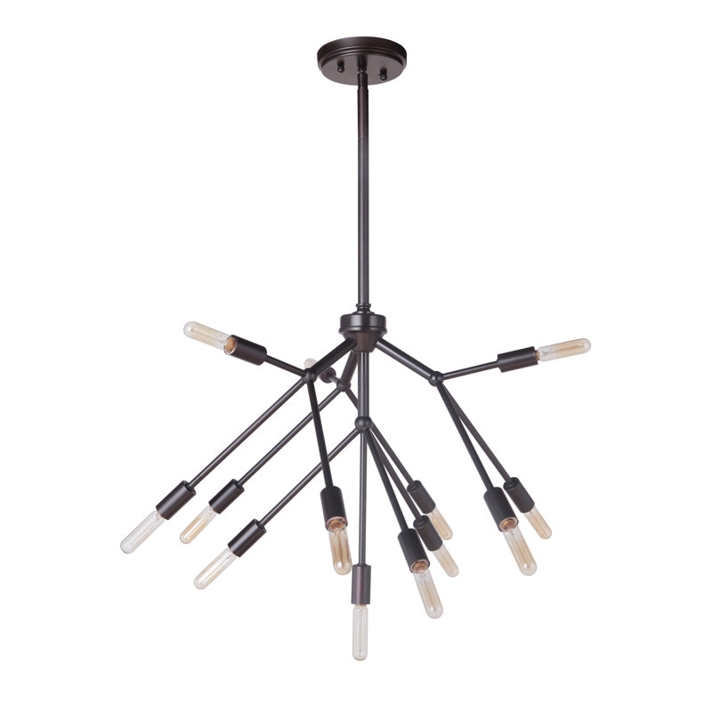 Lustree linéaire 13 lumières spoutnik modern Lappin, Bronze huilé