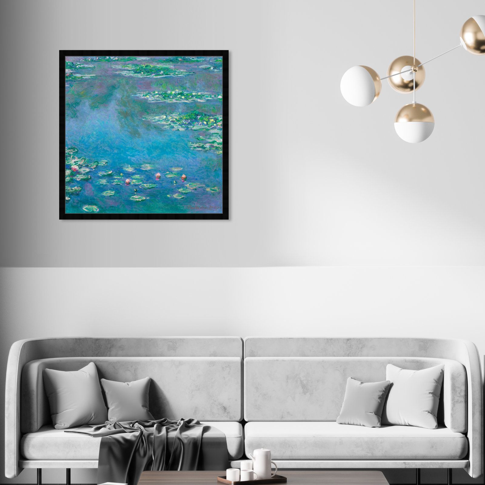 Classic Water Lilies in a Pond by Birch Lane™ - Picture Frame Print, Black, 32" H x 32" W