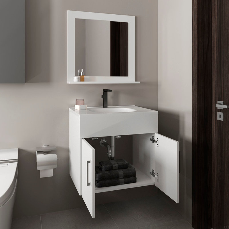 Bathroom Set, Vanity Sink + Mirror, 2 Doors, 1 Mirror