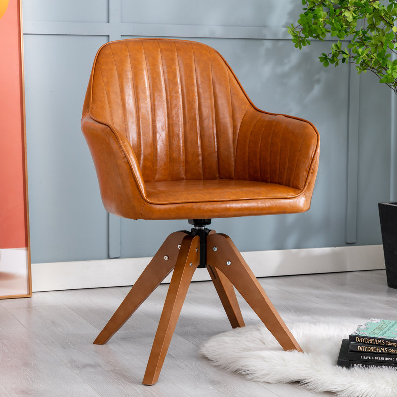 Fauteuil pivotant rembourré Oran, Brun