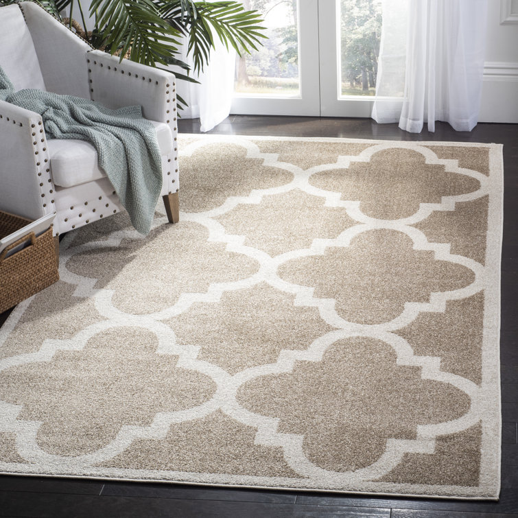 Lark Manor Ammundsen Geometric Wheat / Beige Area Rug & Reviews | Wayfair