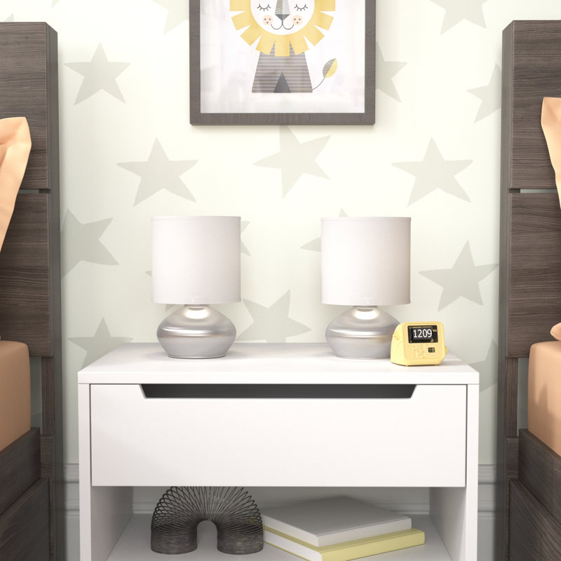 Warminster 9.25" Brushed Steel Table Lamp Set, Brushed Steel