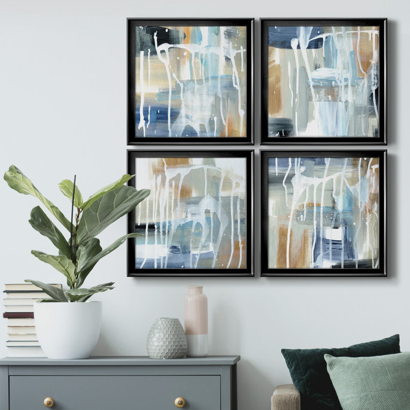 «Weather I», ensemble de 4 peintures sur toile encadrées, Noir, H 30,5 po x l 122 po x P 1,5 po