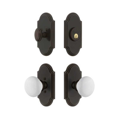 Grandeur Arc Short Plate Entry Set with Hyde Park Knob