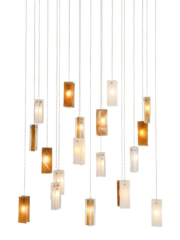 LED Pendant, 48" H x 30" W x 12" D, Amber, 19