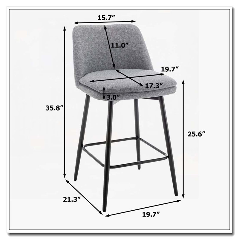 Counter Height Swivel Bar Stools, Gray