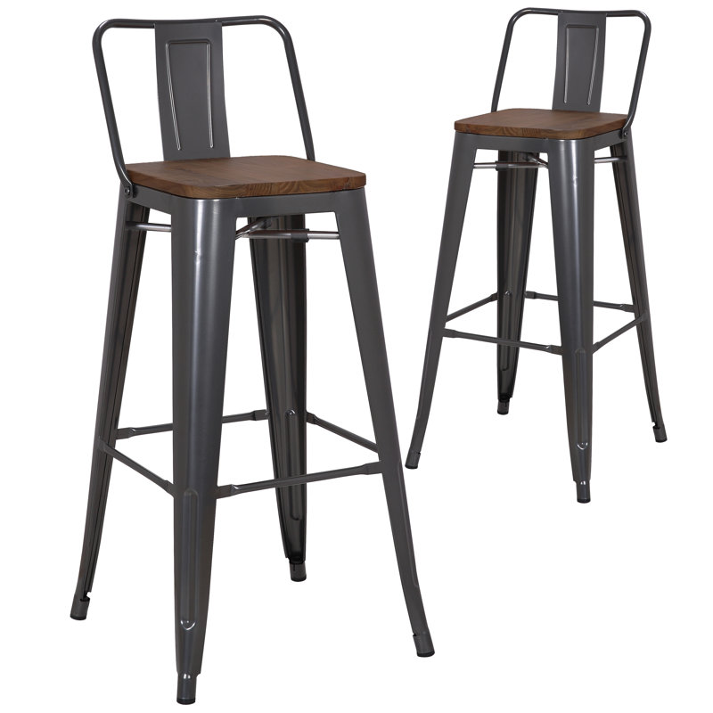 Julianne Counter Stool with Metal Frame, Grey