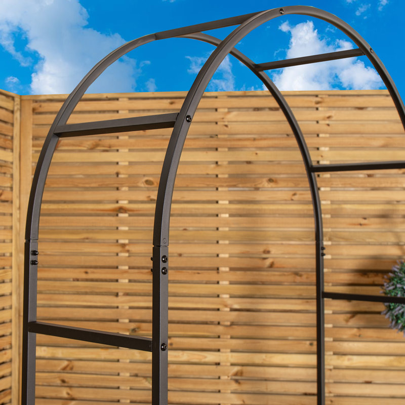 Charleah 110cm W x 40cm D Metal Arbour in Black