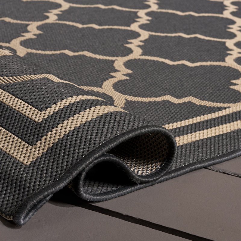 Tapis d'intérieur / extérieur à motif géométrique Herefordshire Performance, Rectangle 6 pi 7 po x 9 pi 6 po