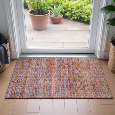 Machine Washable Indoor/Outdoor Oden ACN2155 Striped Rug
