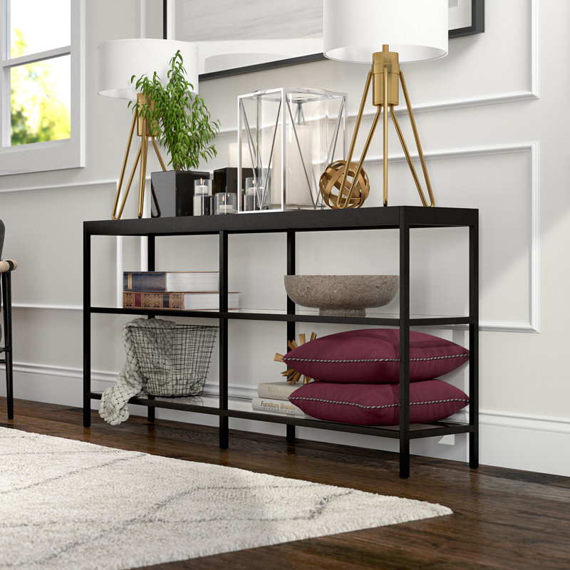 Alexis 64" Wide Rectangular Console Table in Blackened Bronze, Blackened Bronze, 29.5" H x 64" W x 12" D