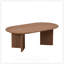 Longueur de la table basse ovale moderne en panneau de fibres à densité moyenne, base piédestal robuste pour les petits espaces de vie, idéale pour un appartement ou une chambre à coucher