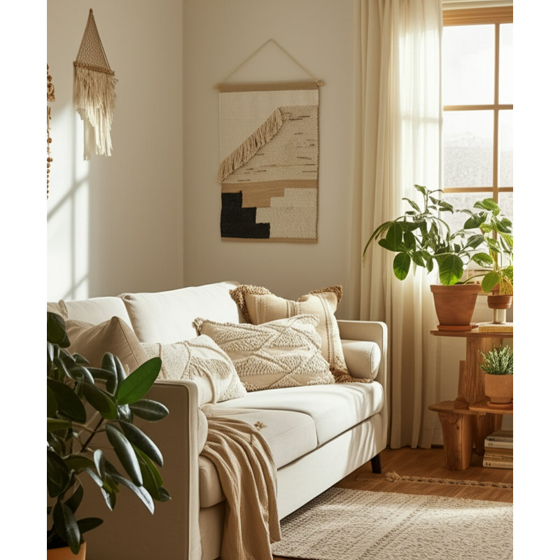 Sagebrook Home Ombra Polyester Cotton Pine Diagonal Fringe Decorative Wall Art