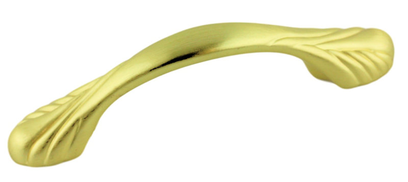 3" Natural Elegance Leaf Pull Satin Brass