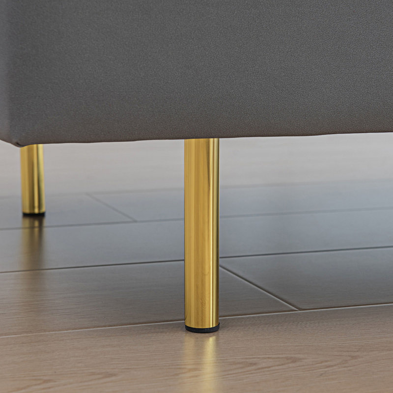 Canapé modulaire en cuir 3 pièces Bellflower, Cuir technique gris foncé