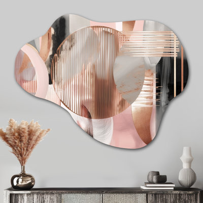 Rayures et lignes roses, art moderne IV - formes abstraites modernes, transitionnel, nuage, décoration murale irrégulière en métal
