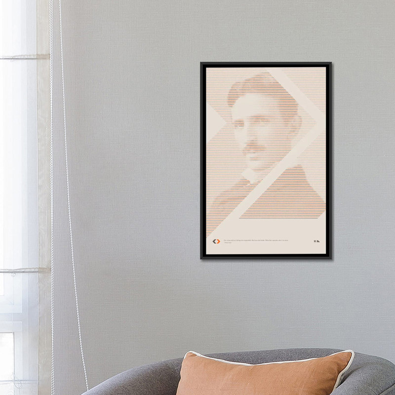 « nikola tesla », impression sur toile, H 26 po x l 18 po x P 1,5 po, Toile avec cadre noir, Pas de tapis
