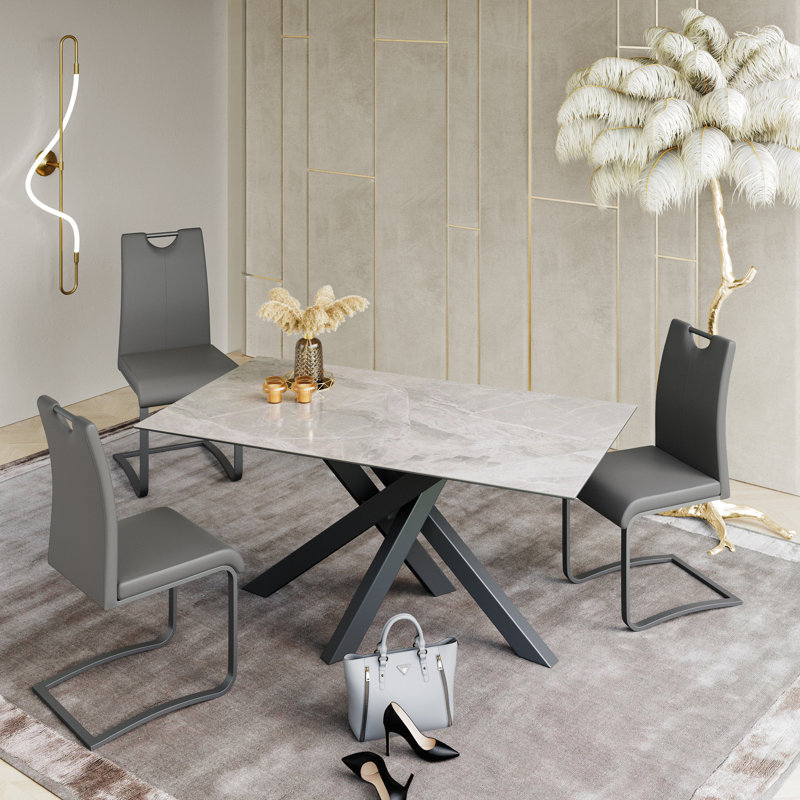 Ashok Dining Table, 76 x 160 x 90cm, Grey