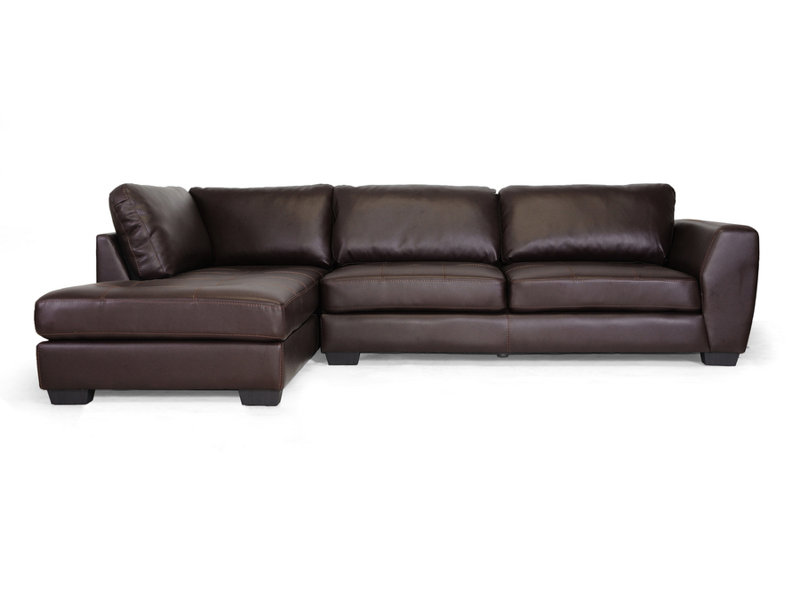 Avetik Faux Leather L-Shaped Sectional, Brown Faux Leather, Left Hand Facing