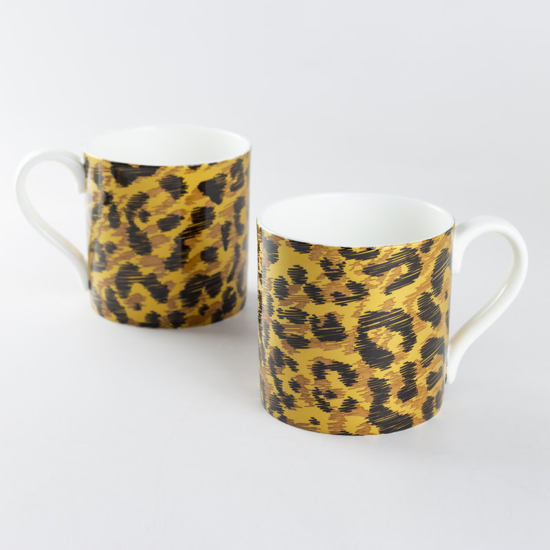 NE PAS EN GROUPE S'IL VOUS PLAÎT! Grande tasse à café Bone China, Léopard brun de la jungle