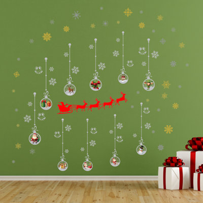 Décalcomanie murale ornements de noël pour père noël