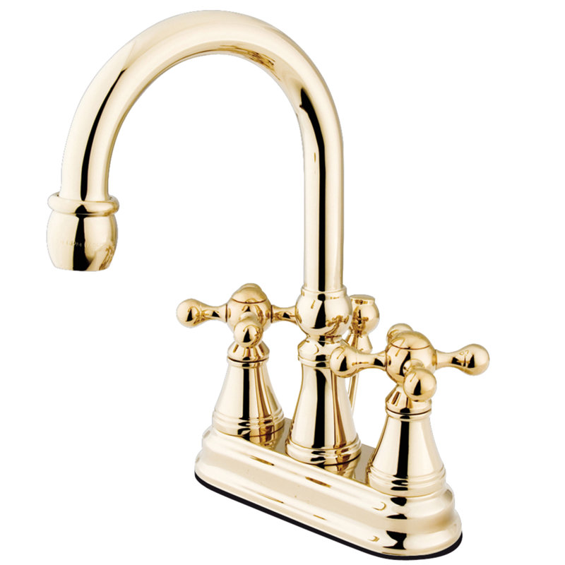 Robinet de salle de bain central à 4 poignées à 3 trous à fixation sur le comptoir avec laiton escamotable Kingston