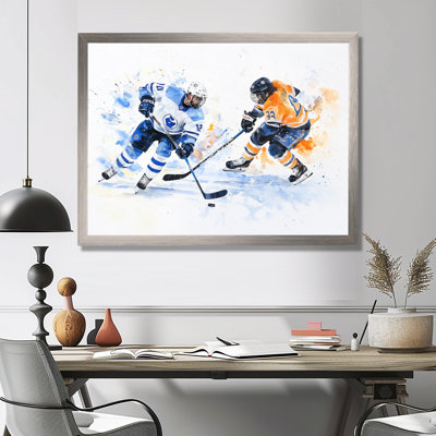 «Hockey Player Shootout I», impression d'art mural de hockey sportif