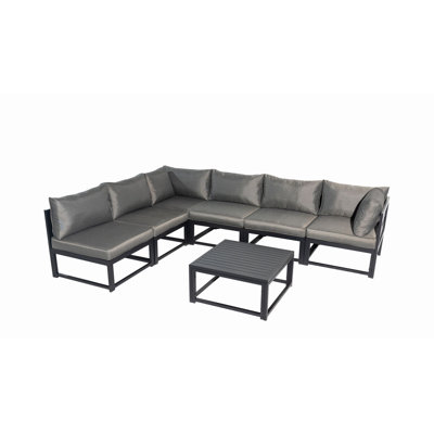 Muhsine 6 - Person Patio Dining Set with Square Table , Cushions Included