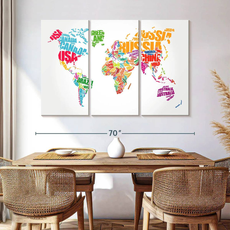 Aliaz Typography World Map, 42" H x 65" W