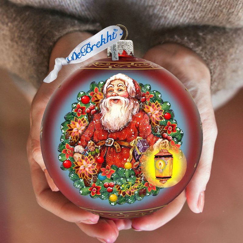 Holiday Splendor 5'' Handmade Glass Ball Ornament