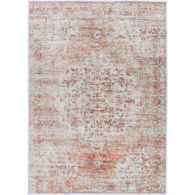 Tapis mandarine Lawtell Sunset, Rectangle 6 pi 6 po x 9 pi 5 po