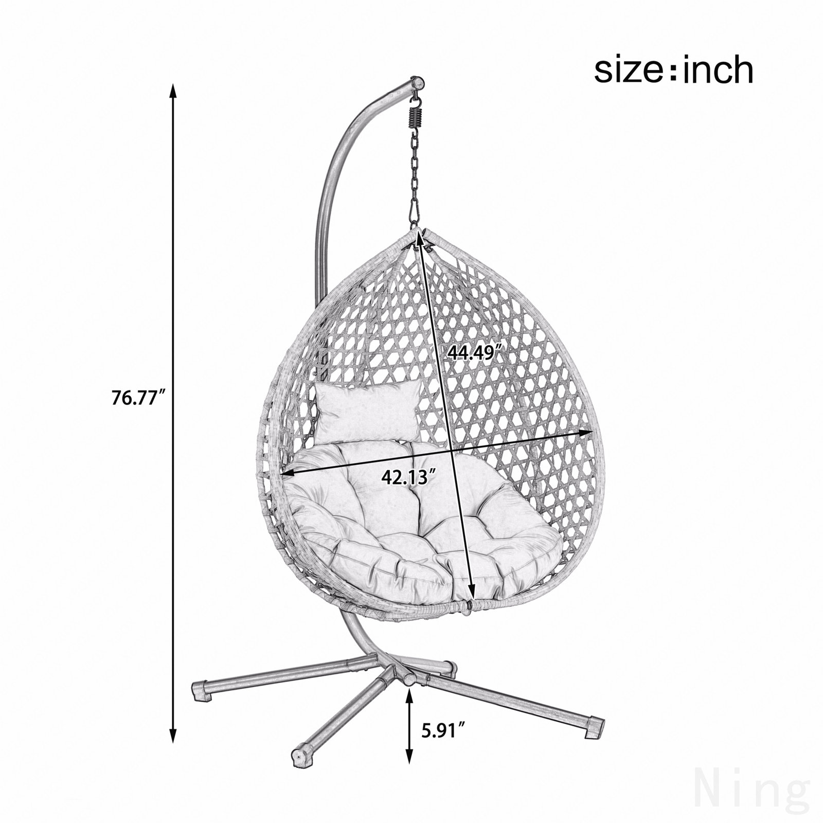 Patio Lounge Chair, Gray, Gray