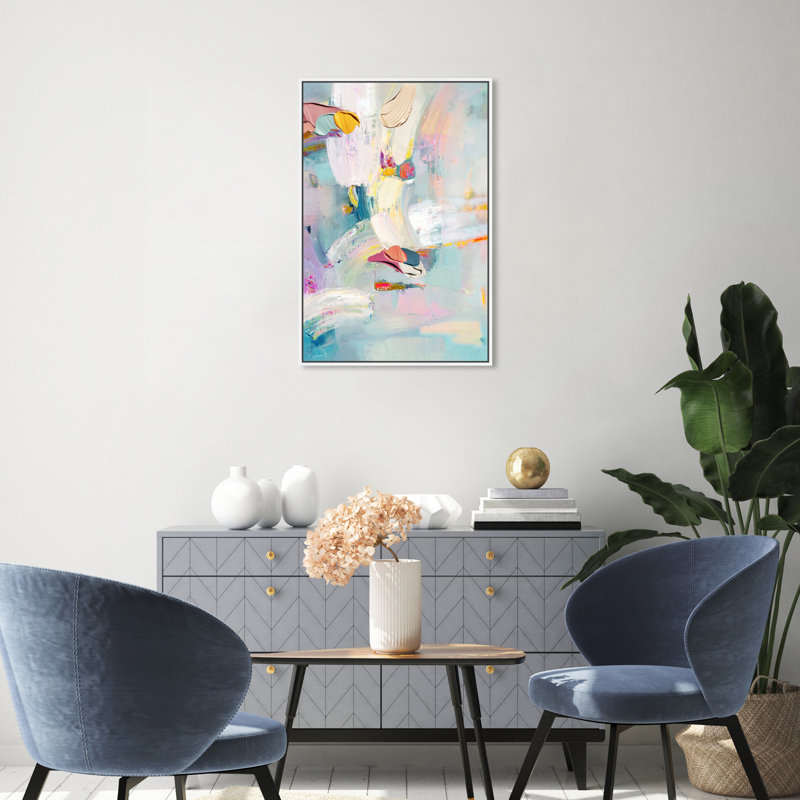 Sunny Chicago - Painting on Canvas, White Framed Canvas, 30" H x 20" W x 1.5" D