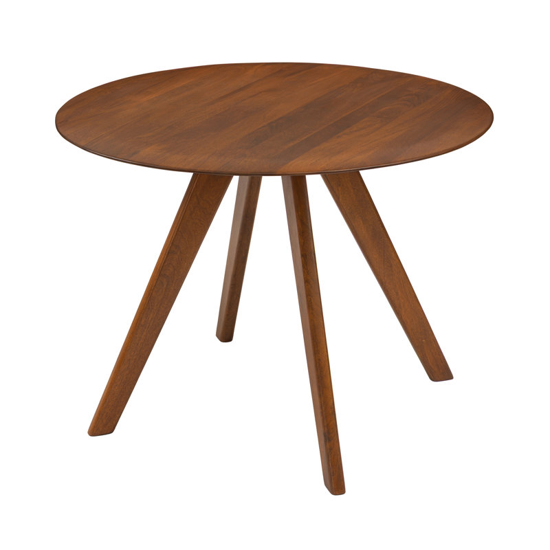 Kaysee 44" Solid Wood 4 Seater Round Dining Table, Walnut