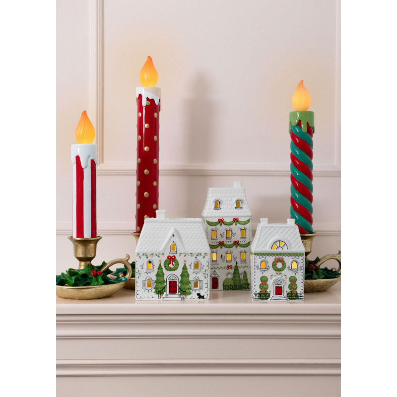 Elegant LED Lighted Decorative Object, 7.1 x 6.7 x 17.7 Inches | 100% Ceramic in Stunning Red & White | Perfect for Home Décor, Modern Aesthetic, and Unique Gift Ideas | Eye-Catching Accent Piece