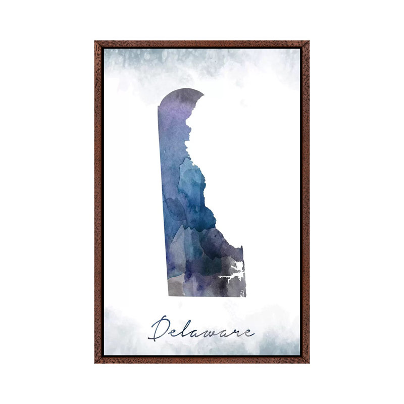 Delaware State Bluish - Print on Canvas, 101.6cm H x 66.04cm W x 3.81cm D, Classic Brown Wood Framed