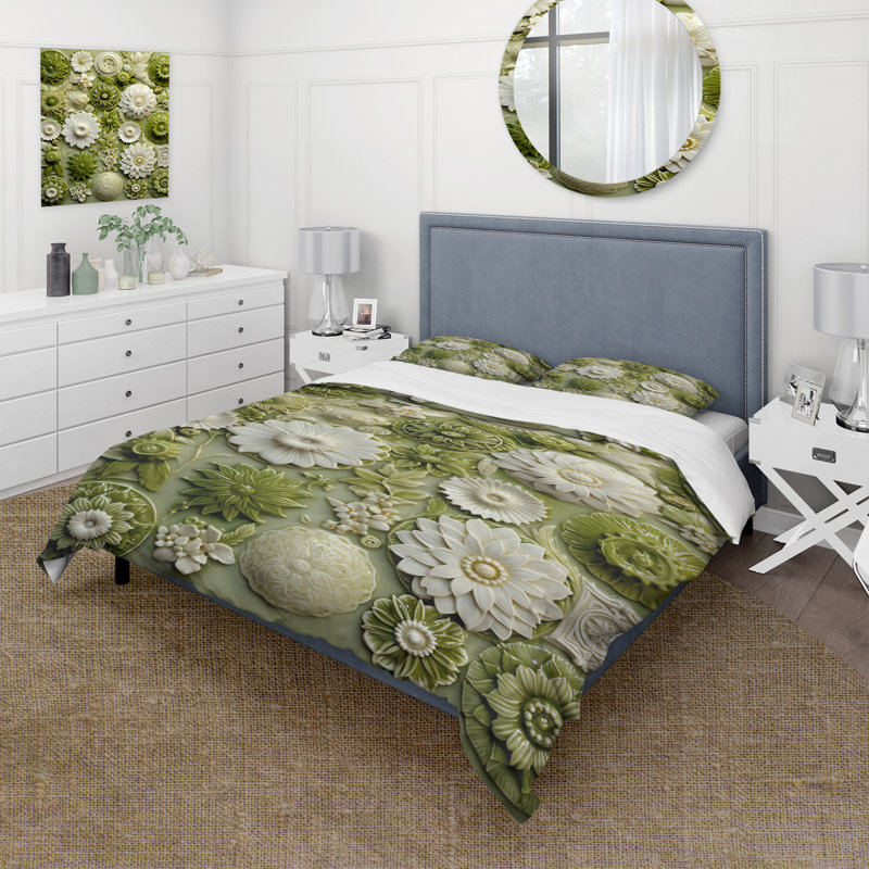 Ensemble de housse de couette Botanicals Green Floral Tiles I - Abstract Botanicals