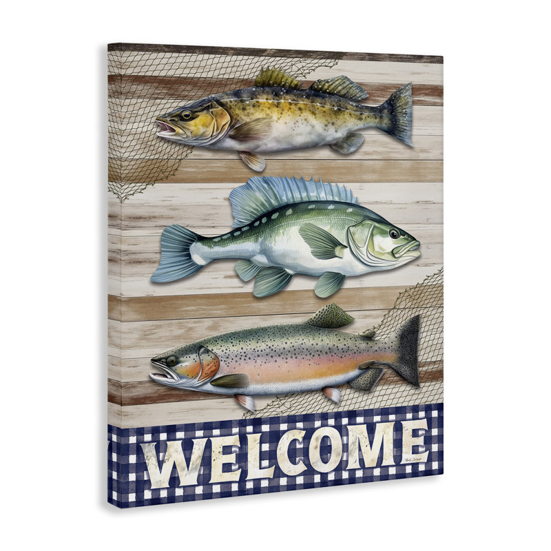Welcome with Rustic Fish Canvas, conception par Nicole DeCamp, H 20 po x l 16 po