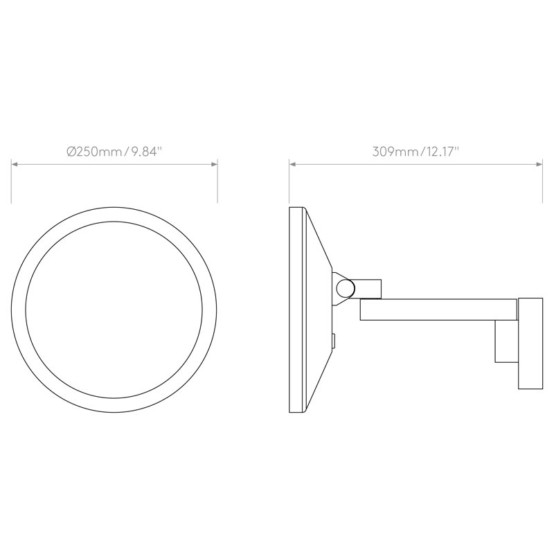 Nagoya Round Metal Lighted Wall Mirror, Polished Chrome