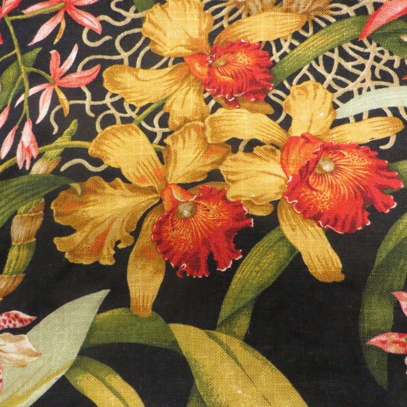 Rainey 32.5" Wide Armchair and Matching End Table, Wild Orchid Black Cotton, Brownwash