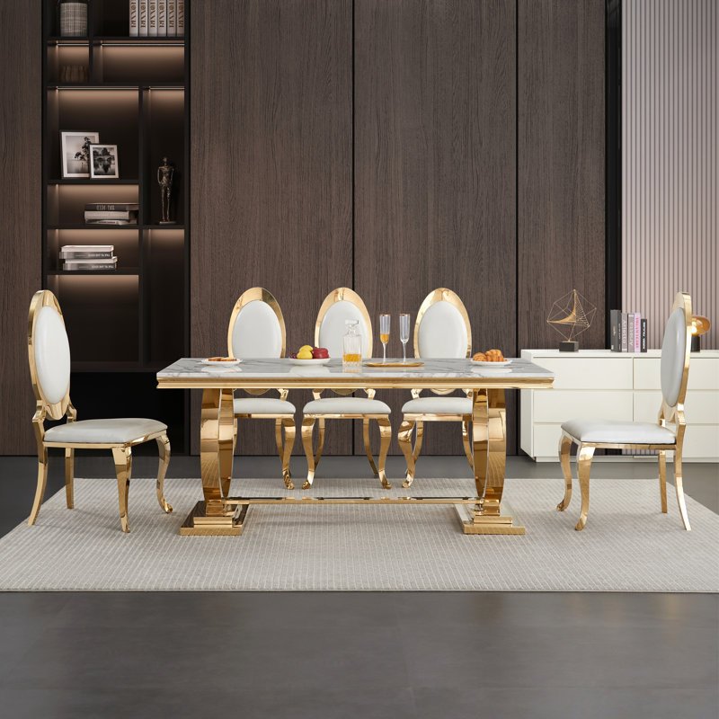 Ensemble repas pour 6 personnes Khael, Blanc, Or