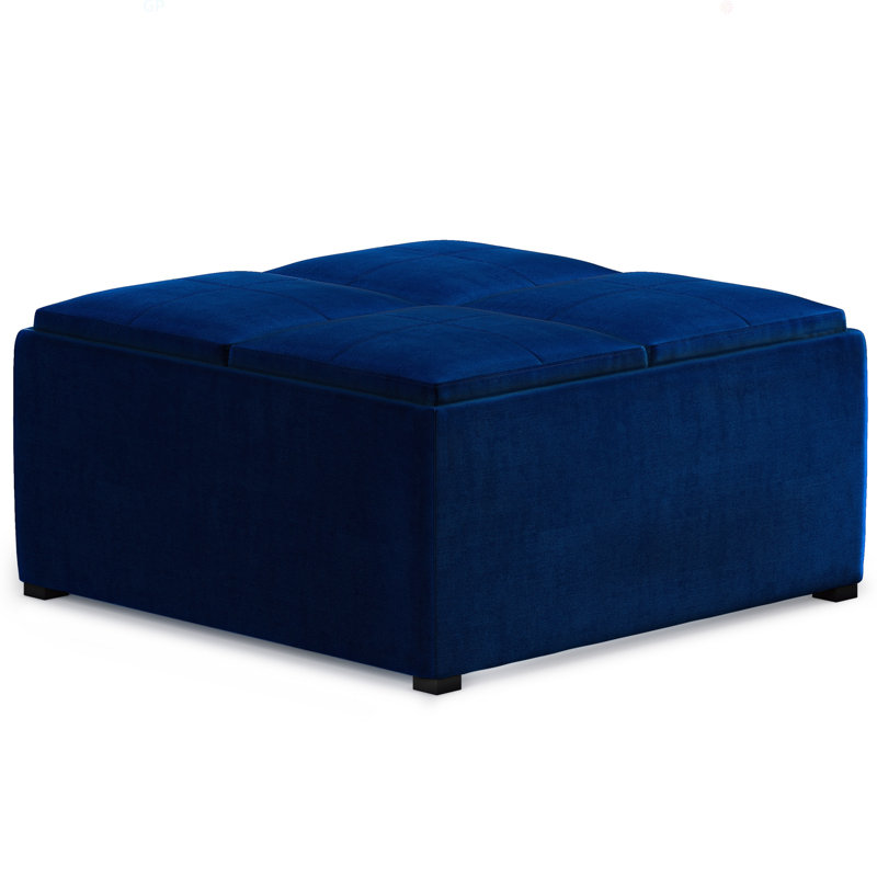Square Coffee Table Storage Ottoman, Blue