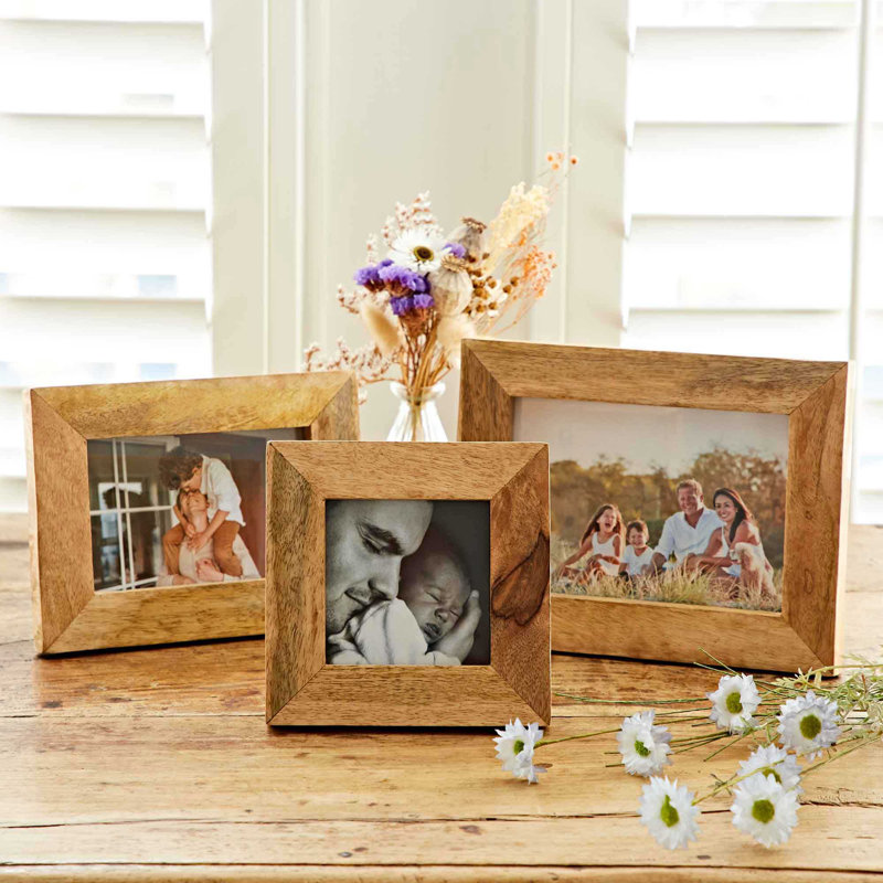 Tan Solid Wood Picture Frame, 15cm x 15cm, Square