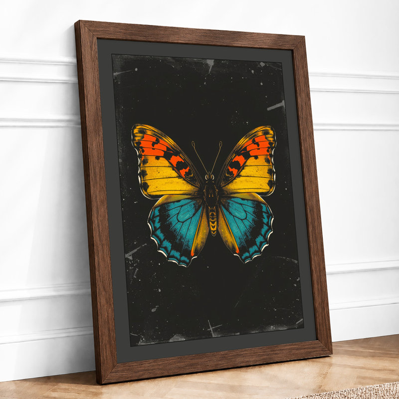 Specimen Butterfly Botanical - Framed Print, A4 - 29.7 x 21.0 cm, Walnut