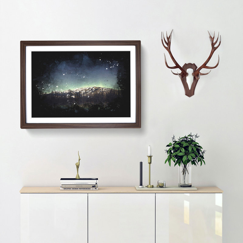 Northern Lights over in Canada - Picture Frame Graphic Art Print, Walnut Framed, 24cm H x 33cm W x 2cm D