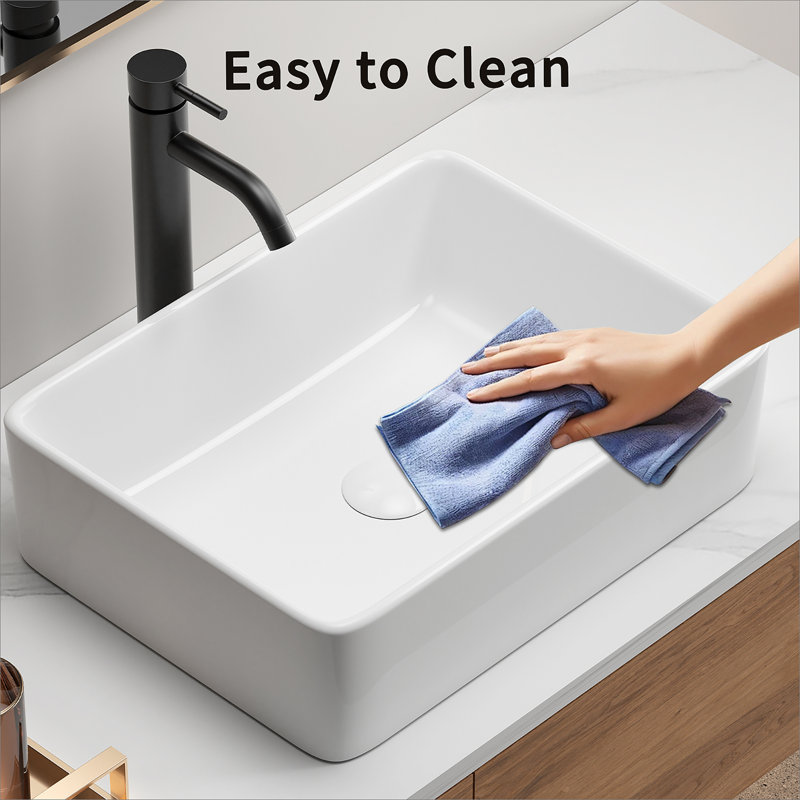Vessel Sink Rectangle 19 Inch Bathroom Sink,Rectangular Modern Above Counter Bathroom Sinks White 19x15 Inch Porcelain Ceramic Vessel Vanity Sink Art Basin