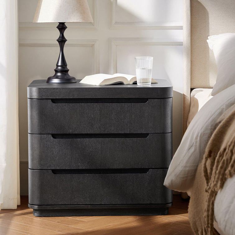 Waynesville Modern 3-Drawer Fully Assembled Nightstand with Built-In Power Outlet and Hidden Storage Compartment