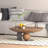 Kemare Carbin No-Assembly Requied 39.37'' Handmade Walnut Round Solid Wood Coffee Table With Spherical Base, Carbon Steel Frame